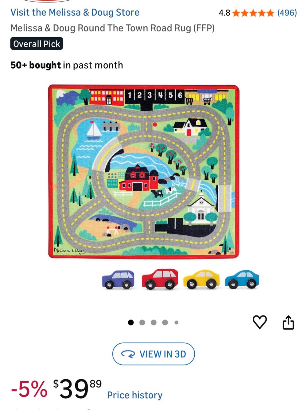 Melissa & Doug Road Play Rug in Red, Blue, Yellow, Green